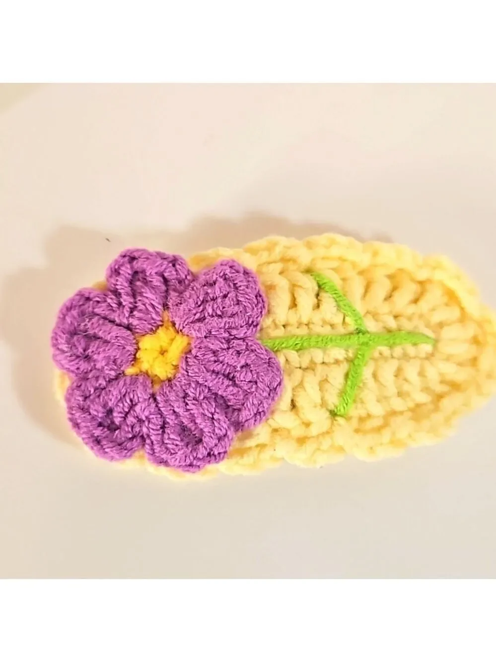 Hand Knit Crochet Hair Clip Handmade Purple Botanical